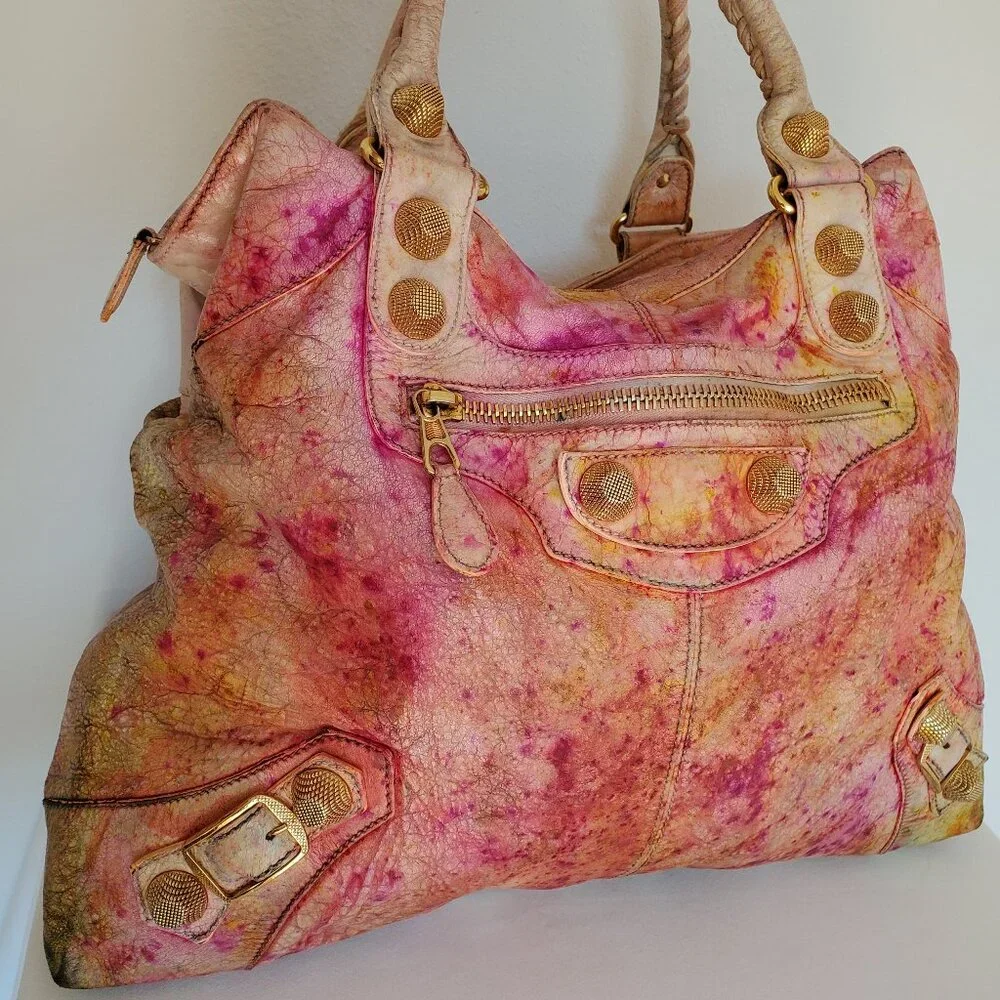 Balenciaga Graffiti Velo giant City bag pink red yellow orange neo classic work - Picture 8 of 14